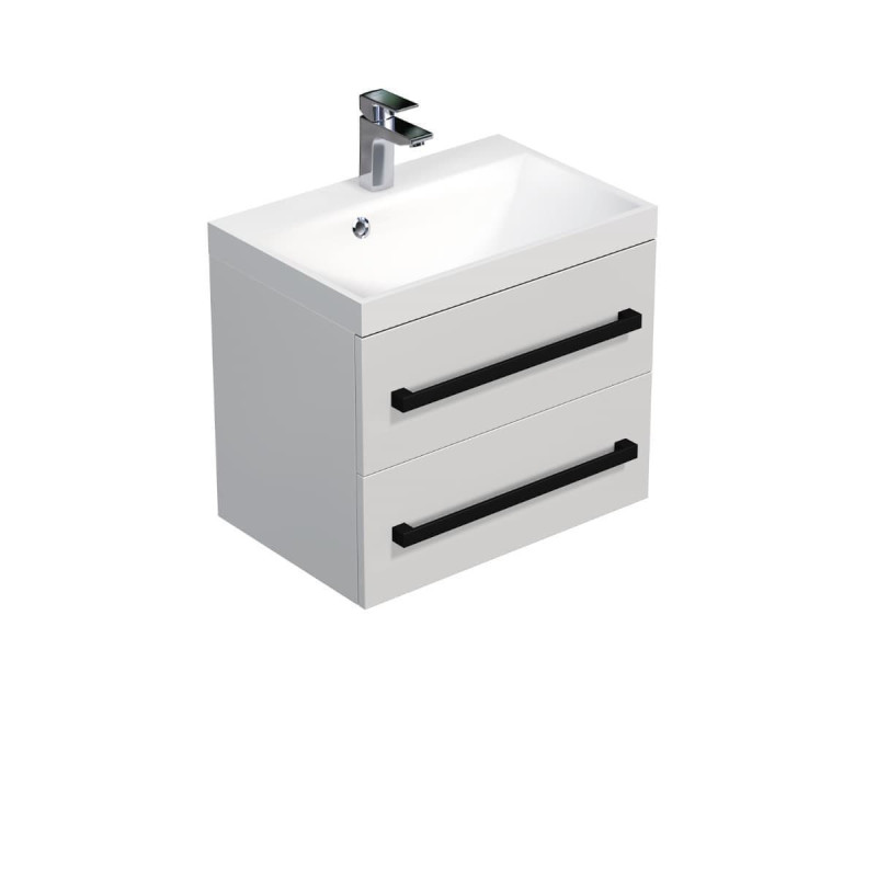 Koupelnová skříňka s černou úchytkou a umyvadlem SAT Cube Way 60x53x40 cm bílá lesk lesk/mat CUBE2C60ZBL