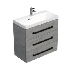 Koupelnová skříňka s černou úchytkou a umyvadlem SAT Cube Way 80x76,5x40 cm beton mat CUBE2C803BE
