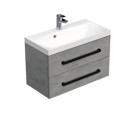 Koupelnová skříňka s černou úchytkou a umyvadlem SAT Cube Way 80x53x40 cm beton mat CUBE2C80ZBE