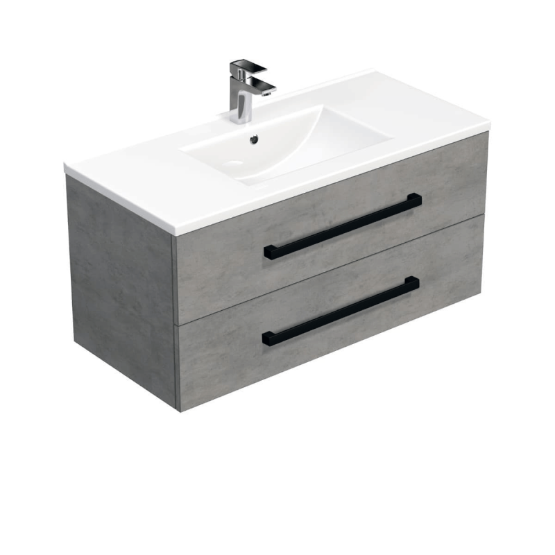 Koupelnová skříňka s černou úchytkou a umyvadlem SAT Cube Way 100x53x46 cm beton mat CUBE46C1002BEMOD