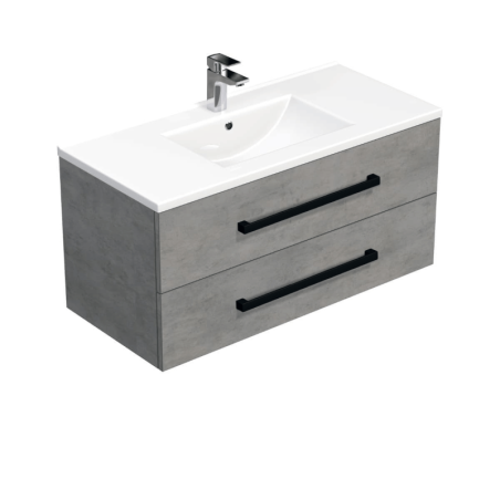 Koupelnová skříňka s černou úchytkou a umyvadlem SAT Cube Way 100x53x46 cm beton mat CUBE46C1002BEMOD