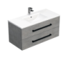 Koupelnová skříňka s černou úchytkou a umyvadlem SAT Cube Way 100x53x46 cm beton mat CUBE46C1002BEMOD