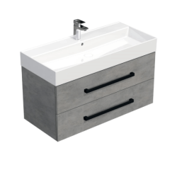 Koupelnová skříňka s černou úchytkou a umyvadlem SAT Cube Way 100x53x46 cm beton mat CUBE46C1002BESAT