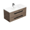 Koupelnová skříňka s černou úchytkou a umyvadlem SAT Cube Way 100x53x46 cm dub Wellington mat CUBE46C1002DWMOD