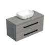 Koupelnová skříňka s černou úchytkou a krycí deskou SAT Cube Way 100x47,5x46 cm beton mat CUBE46C1003BESAT45