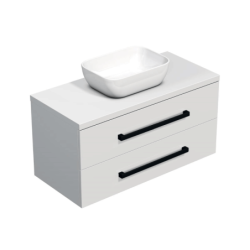Koupelnová skříňka s černou úchytkou a krycí deskou SAT Cube Way 100x71x46 cm bílá lesk CUBE46C1003BISAT45