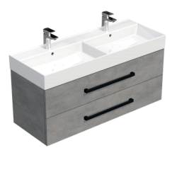 Koupelnová skříňka s černou úchytkou a umyvadlem SAT Cube Way 120x53x46 cm beton mat CUBE46C1202BESAT