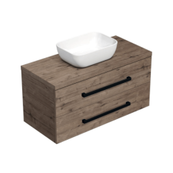 Koupelnová skříňka s černou úchytkou a krycí deskou SAT Cube Way 100x46x47,5 cm dub Wellington mat CUBE46C1003DWSAT45