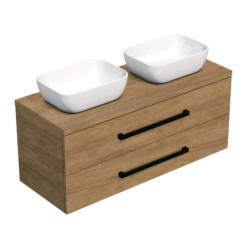 Koupelnová skříňka s černou úchytkou a krycí deskou SAT Cube Way 120x47,5x46 cm dub Hickory mat CUBE46C1203DH45