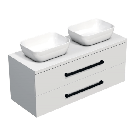 Koupelnová skříňka s černou úchytkou a krycí deskou SAT Cube Way 120x71x46 cm bílá lesk CUBE46C1203BISAT45