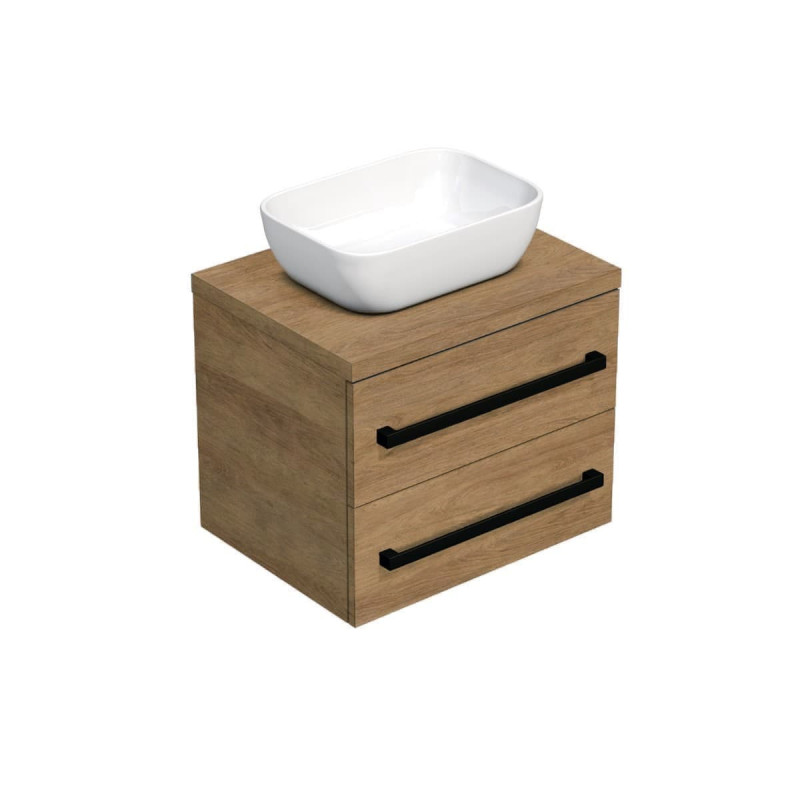 Koupelnová skříňka s černou úchytkou a krycí deskou SAT Cube Way 60x47,5x46 cm dub Hickory mat CUBE46C1603DH45