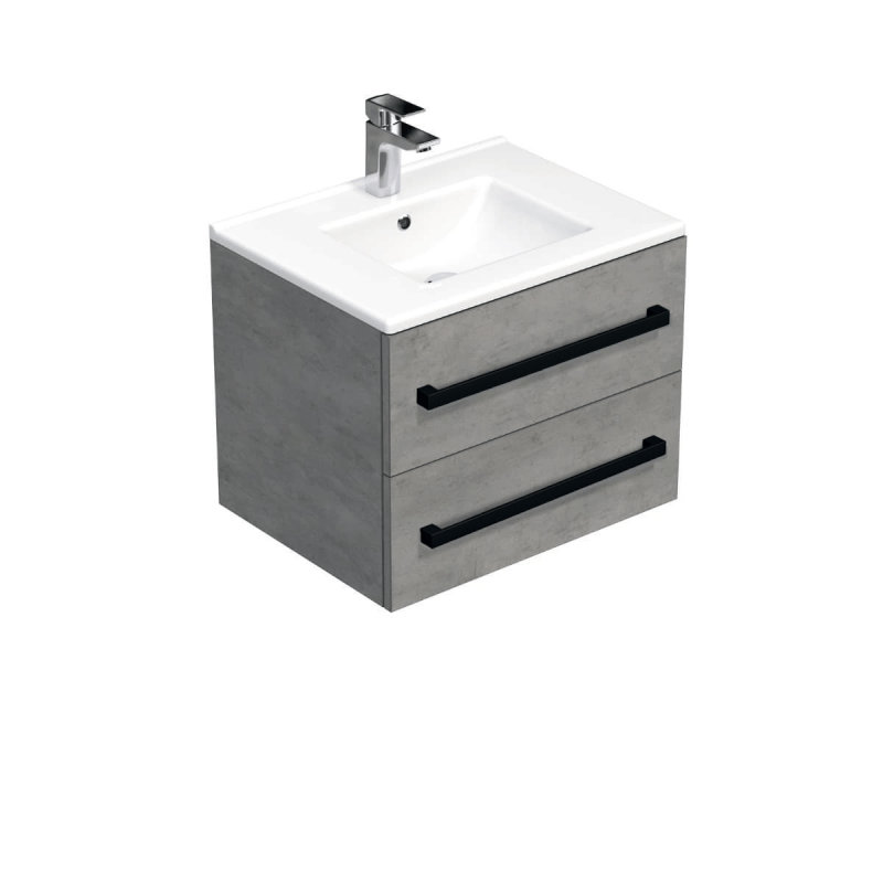 Koupelnová skříňka s černou úchytkou a umyvadlem SAT Cube Way 60x53x46 cm beton mat CUBE46C602BEMOD