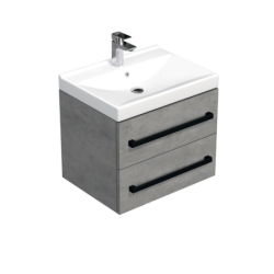 Koupelnová skříňka s černou úchytkou a umyvadlem SAT Cube Way 60x53x46 cm beton mat CUBE46C602BEVER