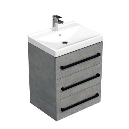 Koupelnová skříňka s černou úchytkou a umyvadlem SAT Cube Way 60x76,5x46 cm beton mat CUBE46C603BEVER