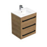 Koupelnová skříňka s černou úchytkou a umyvadlem SAT Cube Way 60x76,5x46 cm dub Hickory mat CUBE46C603DHMOD