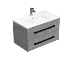 Koupelnová skříňka s černou úchytkou a umyvadlem SAT Cube Way 80x53x46 cm beton mat CUBE46C802BEMOD