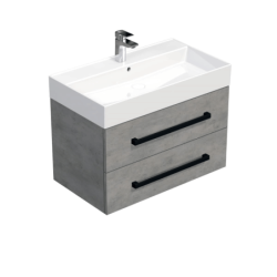 Koupelnová skříňka s černou úchytkou a umyvadlem SAT Cube Way 80x53x46 cm beton mat CUBE46C802BESAT