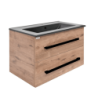 Koupelnová skříňka s černou úchytkou a umyvadlem SAT Cube Way 80x53x46 cm dub Wellington mat CUBE46C802DWMODC