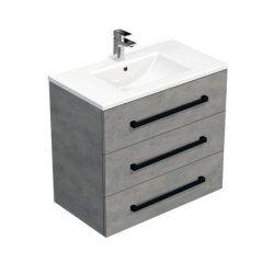 Koupelnová skříňka s černou úchytkou a umyvadlem SAT Cube Way 80x76,5x46 cm beton mat CUBE46C803BEMOD