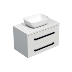 Koupelnová skříňka s černou úchytkou a krycí deskou SAT Cube Way 80x47,5x46 cm bílá lesk CUBE46C803BI45