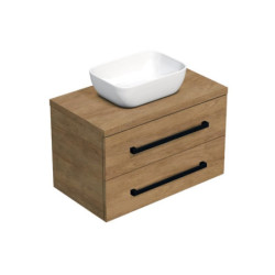 Koupelnová skříňka s černou úchytkou a krycí deskou SAT Cube Way 80x47,5x46 cm dub Hickory mat CUBE46C803DH45