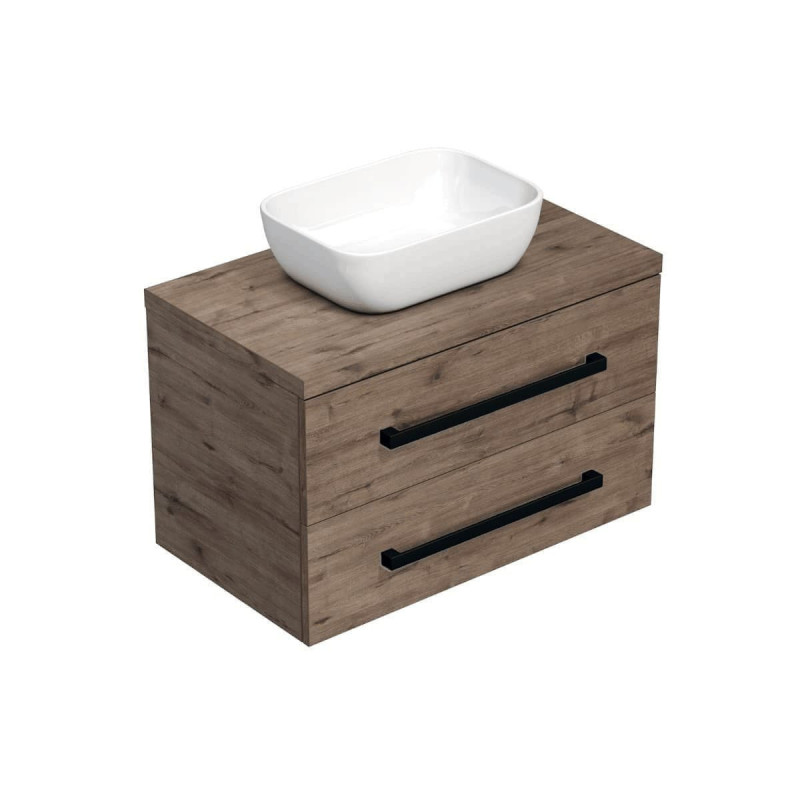 Koupelnová skříňka s černou úchytkou a krycí deskou SAT Cube Way 80x47,5x46 cm dub Wellington mat CUBE46C803DW45