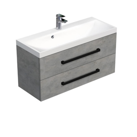 Koupelnová skříňka s černou úchytkou a umyvadlem SAT Cube Way 100x53x40 cm beton mat CUBE2C100ZBE
