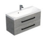Koupelnová skříňka s černou úchytkou a umyvadlem SAT Cube Way 100x53x40 cm beton mat CUBE2C100ZBE