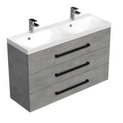 Koupelnová skříňka s černou úchytkou a umyvadlem SAT Cube Way 120x76,5x40 cm beton mat CUBE2C1203BE