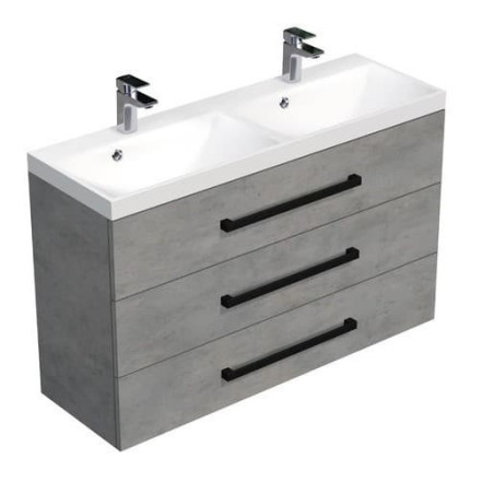Koupelnová skříňka s černou úchytkou a umyvadlem SAT Cube Way 120x76,5x40 cm beton mat CUBE2C1203BE