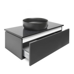 Koupelnová skříňka s kamennou deskou SAT Feel 100x30x46 cm antracit mat SATFEEL100ANTTK