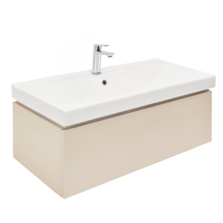 Koupelnová skříňka s umyvadlem a baterií SAT Feel 100x30x46 cm pískově béžová mat SATFEEL100BEU1B