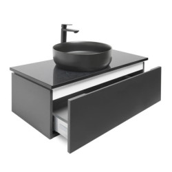 Koupelnová skříňka s žulovou krycí deskou a umyvadlem SAT Feel 100x30x46 cm antracit SATFEEL100ANTZB