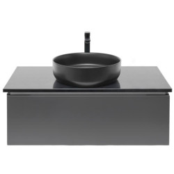 Koupelnová skříňka s žulovou krycí deskou a umyvadlem SAT Feel 100x30x46 cm antracit SATFEEL100ANTZB