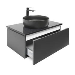 Koupelnová skříňka s kamennou krycí deskou a umyvadlem SAT Feel 80x30x46 cm antracit SATFEEL80ANTTKB