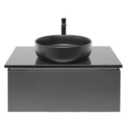 Koupelnová skříňka s kamennou krycí deskou a umyvadlem SAT Feel 80x30x46 cm antracit SATFEEL80ANTTKB