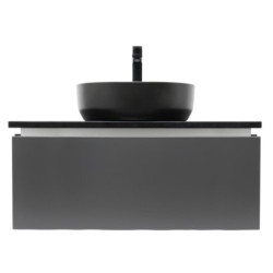 Koupelnová skříňka s kamennou krycí deskou a umyvadlem SAT Feel 80x30x46 cm antracit SATFEEL80ANTTKB