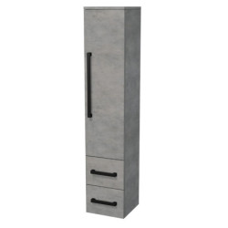 Koupelnová skříňka vysoká s černou úchytkou SAT Cube Way 35x163x33 cm beton mat CUBE3CV35BE