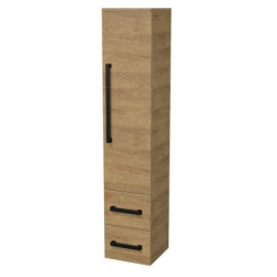 Koupelnová skříňka vysoká s černou úchytkou SAT Cube Way 35x163x33 cm dub Hickory mat CUBE3CV35DH
