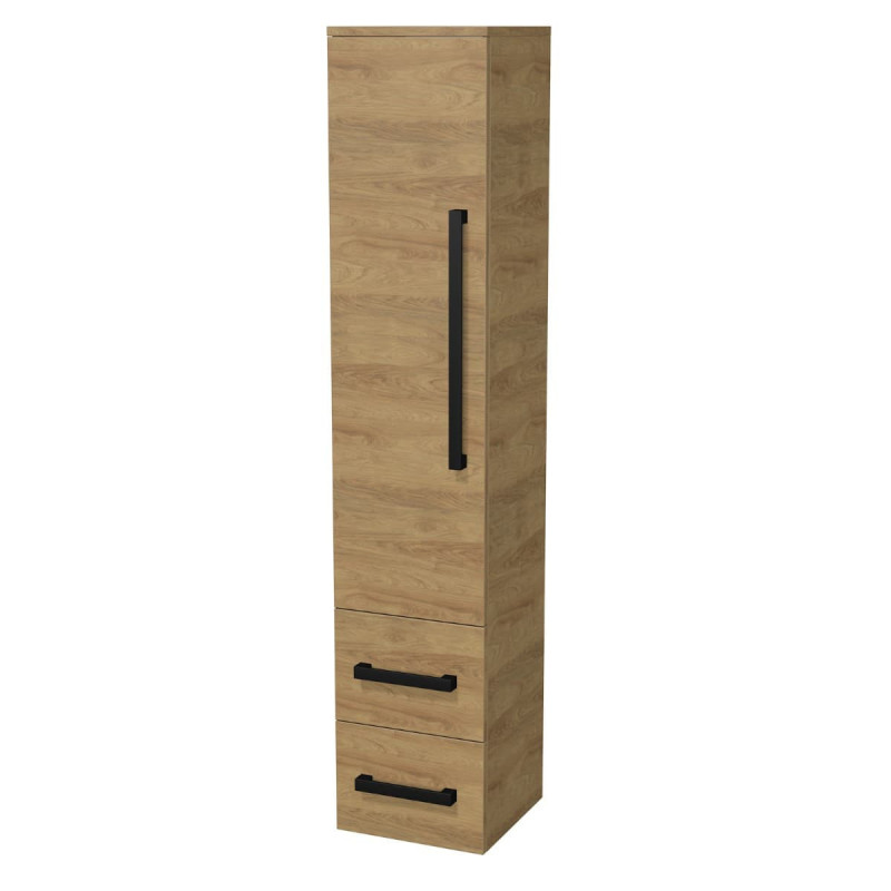 Koupelnová skříňka vysoká s černou úchytkou SAT Cube Way 35x163x33 cm dub Hickory mat CUBE3CV35DH