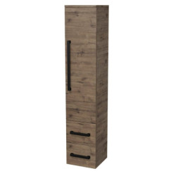 Koupelnová skříňka vysoká s černou úchytkou SAT Cube Way 35x163x33 cm dub Wellington mat CUBE3CV35DW