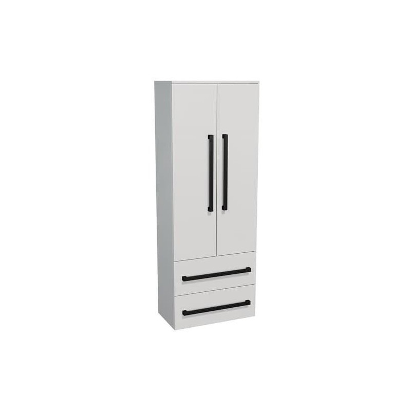 Koupelnová skříňka vysoká s černou úchytkou SAT Cube Way 60x163x33 cm bílá lesk lesk/mat CUBE3CV60BL