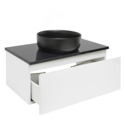 Koupelnová skříňka SAT B-WAY 79x30x45 cm bílá lesk s krycí deskou v černé barvě BWAY80WTK