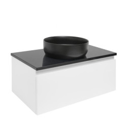 Koupelnová skříňka SAT B-WAY 79x30x45 cm bílá lesk s krycí deskou v černé barvě BWAY80WTK