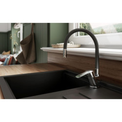 Dřezová baterie Novaservis Metalia 54 s otočným ramínkem černá/chrom 54014F,0C