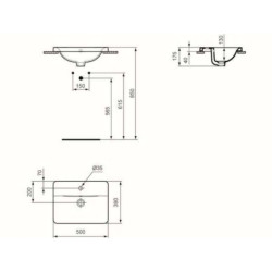 Zápustné umyvadlo Ideal Standard Connect 40x51 cm otvor pro baterii uprostřed E504301