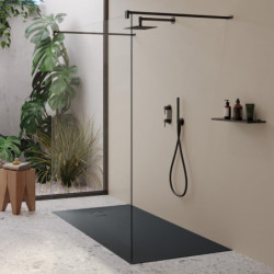 Sprchová vanička obdélníková Hüppe EasyFlat 100x80 cm litý mramor antracitová matná EF0203.128