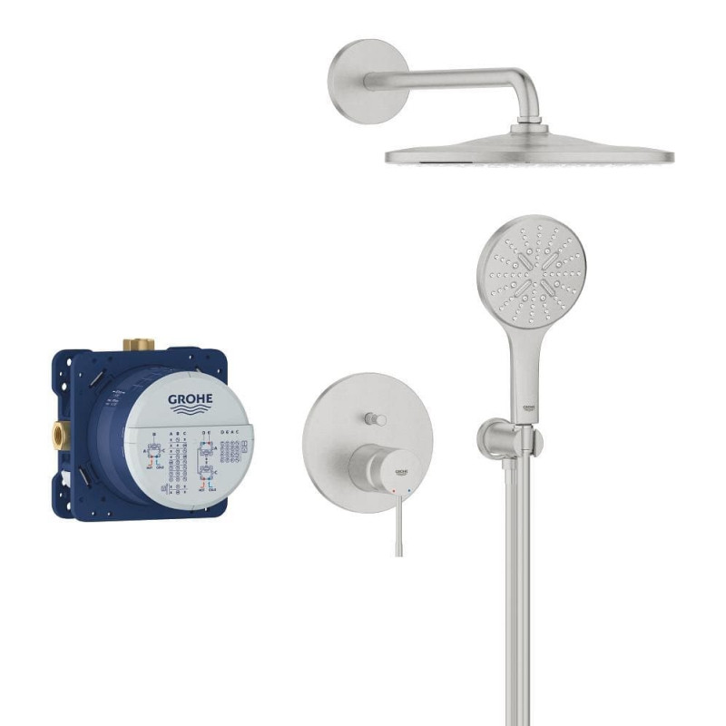 Sprchový systém GROHE Essence včetně podomítkového tělesa supersteel 25287DC0