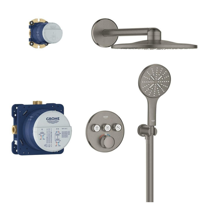 Sprchový systém GROHE Grohtherm SmartControl včetně podomítkového tělesa kartáčovaný Hard Graphite 34863AL0