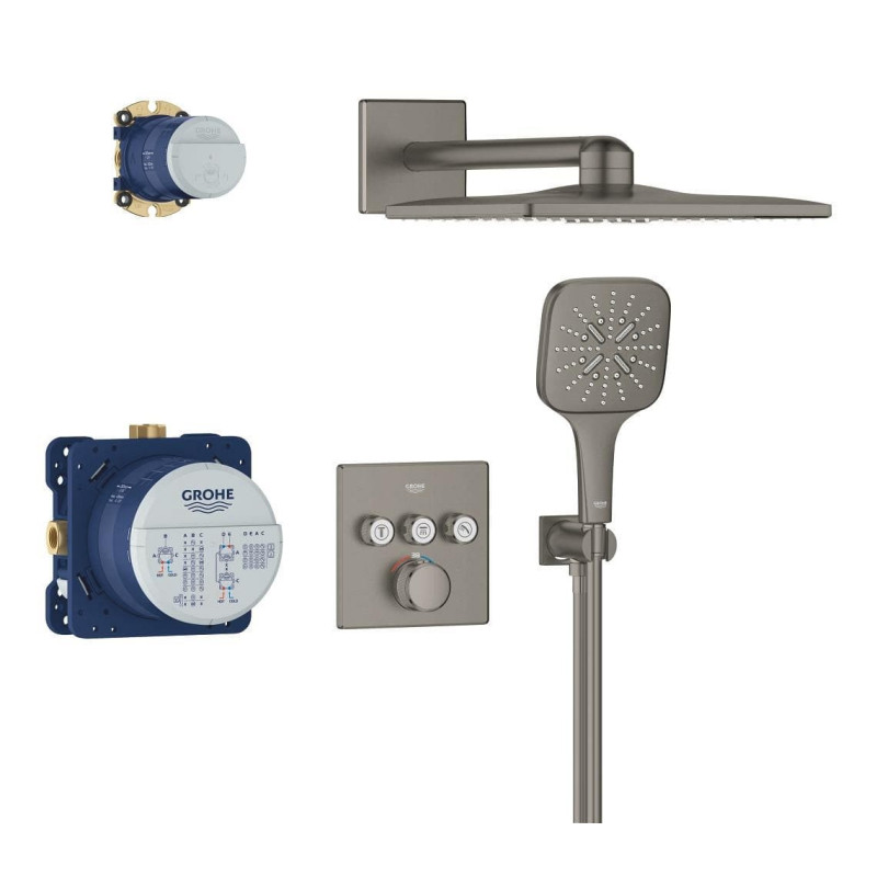 Sprchový systém GROHE Grohtherm SmartControl včetně podomítkového tělesa kartáčovaný Hard Graphite 34864AL0